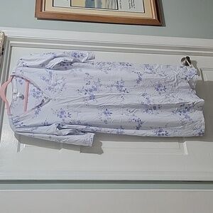 Inner Self Women's  Pale Blue Floral 100% Cotton Nightgown Dress Size M